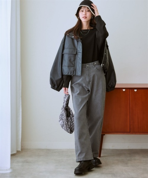 nissen（ニッセン）の「ウエスト裏ゴムボックスストレッチストレートデニムパンツ（その他パンツ・レディース・ネイビー系/ブルー系/ブラック/グレー系・LL/L/M/3L/S）」の10枚目の写真