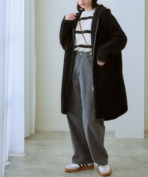 nissen（ニッセン）の「ウエスト裏ゴムボックスストレッチストレートデニムパンツ（その他パンツ・レディース・ネイビー系/ブルー系/ブラック/グレー系・LL/L/M/3L/S）」の12枚目の写真