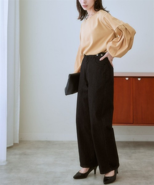 nissen（ニッセン）の「ウエスト裏ゴムボックスストレッチストレートデニムパンツ（その他パンツ・レディース・ネイビー系/ブルー系/ブラック/グレー系・LL/L/M/3L/S）」の18枚目の写真