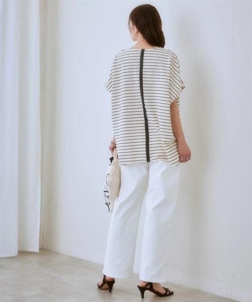 nissen（ニッセン）の「ウエスト裏ゴムボックスストレッチストレートデニムパンツ（その他パンツ・レディース・ネイビー系/ブルー系/ブラック/グレー系/オフホワイト・LL/L/M/3L/S）」の6枚目の写真