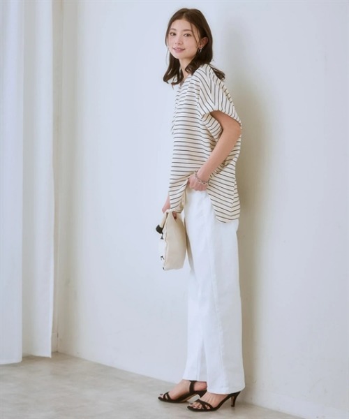 nissen（ニッセン）の「ウエスト裏ゴムボックスストレッチストレートデニムパンツ（その他パンツ・レディース・ネイビー系/ブルー系/ブラック/グレー系/オフホワイト・LL/L/M/3L/S）」の7枚目の写真