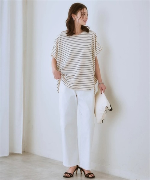 nissen（ニッセン）の「ウエスト裏ゴムボックスストレッチストレートデニムパンツ（その他パンツ・レディース・ネイビー系/ブルー系/ブラック/グレー系/オフホワイト・LL/L/M/3L/S）」の8枚目の写真