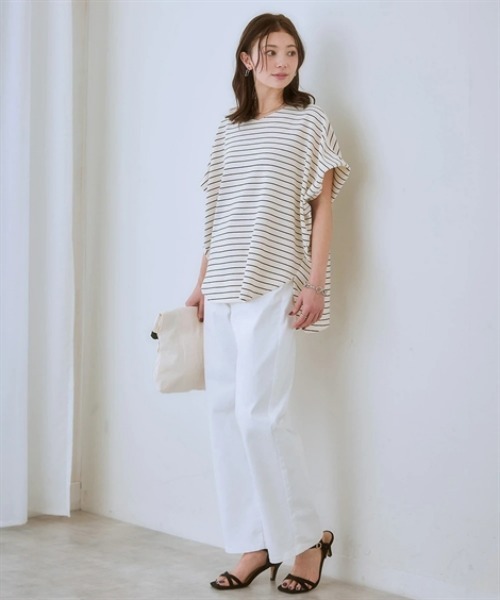 nissen（ニッセン）の「ウエスト裏ゴムボックスストレッチストレートデニムパンツ（その他パンツ・レディース・ネイビー系/ブルー系/ブラック/グレー系/オフホワイト・LL/L/M/3L/S）」の10枚目の写真