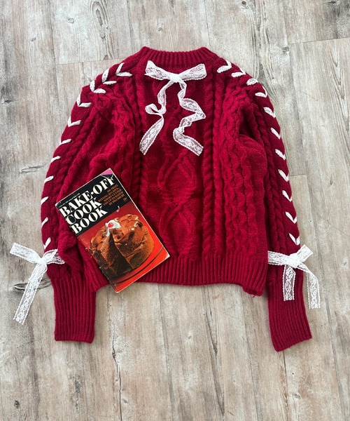 Holiday lace up knit（ニット/セーター）｜MORE self LOVE（モアセルフラブ）