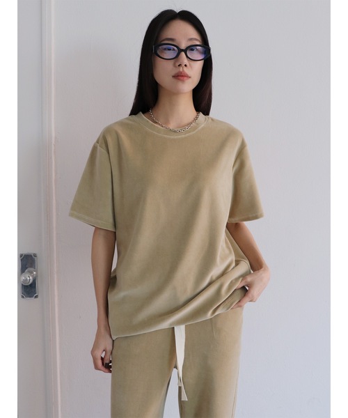 Didot.showroom（ディドット ショールーム）の「【DIDOT.】ベロアTEE（Tシャツ/カットソー・レディース・ベージュ/ブラウン/ヘザーグレー/アイボリー/ブラック・FREE）」の5枚目の写真