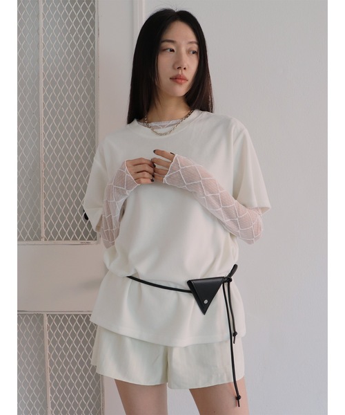 Didot.showroom（ディドット ショールーム）の「【DIDOT.】ベロアTEE（Tシャツ/カットソー・レディース・ベージュ/ブラウン/ヘザーグレー/アイボリー/ブラック・FREE）」の2枚目の写真