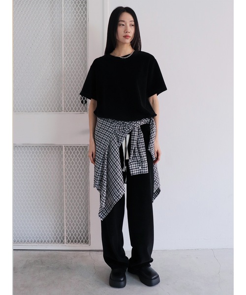 Didot.showroom（ディドット ショールーム）の「【DIDOT.】ベロアTEE（Tシャツ/カットソー・レディース・ベージュ/ブラウン/ヘザーグレー/アイボリー/ブラック・FREE）」の7枚目の写真