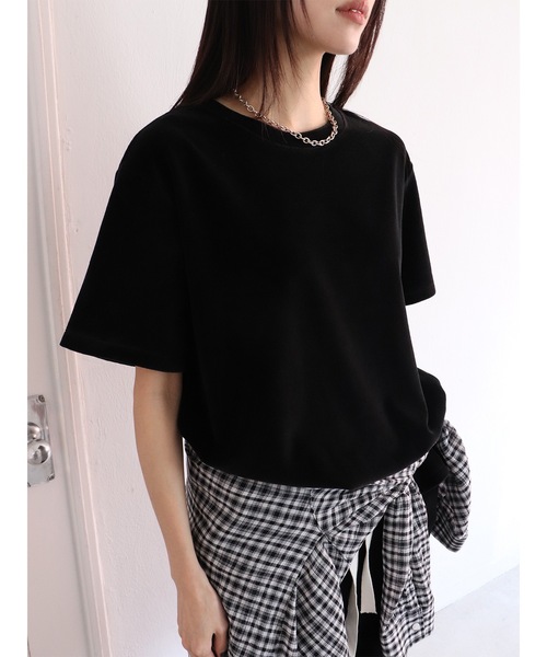 Didot.showroom（ディドット ショールーム）の「【DIDOT.】ベロアTEE（Tシャツ/カットソー・レディース・ベージュ/ブラウン/ヘザーグレー/アイボリー/ブラック・FREE）」の8枚目の写真