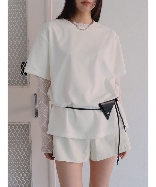Didot.showroom（ディドット ショールーム）の「【DIDOT.】ベロアTEE（Tシャツ/カットソー・レディース・ベージュ/ブラウン/ヘザーグレー/アイボリー/ブラック・FREE）」の6枚目の写真