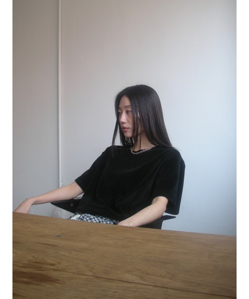Didot.showroom（ディドット ショールーム）の「【DIDOT.】ベロアTEE（Tシャツ/カットソー・レディース・ベージュ/ブラウン/ヘザーグレー/アイボリー/ブラック・FREE）」の21枚目の写真