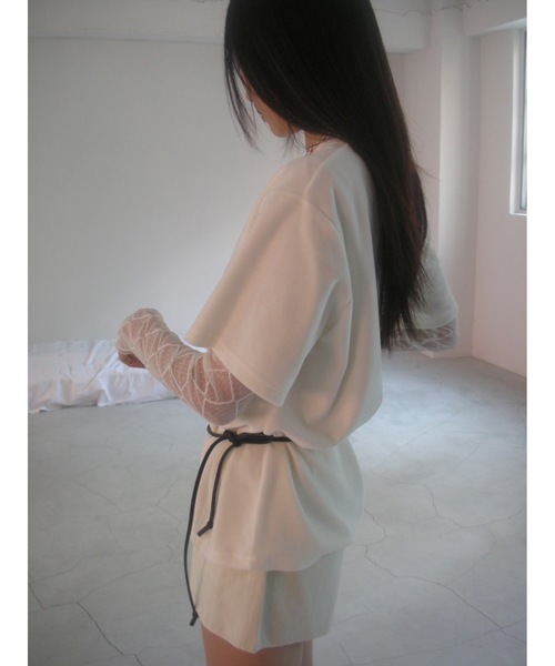 Didot.showroom（ディドット ショールーム）の「【DIDOT.】ベロアTEE（Tシャツ/カットソー・レディース・ベージュ/ブラウン/ヘザーグレー/アイボリー/ブラック・FREE）」の13枚目の写真