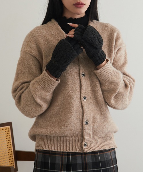 SETUP7(セットアップセブン)の「【SETUP7】ケーブル編み裏ボア2WAY手袋 WINGI(手袋・レディース・ブラック/ベージュ/ダークグレー・FREE)」の18枚目の写真