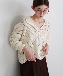 select MOCA | 透かし編みスキッパーニット(ニット/セーター)
