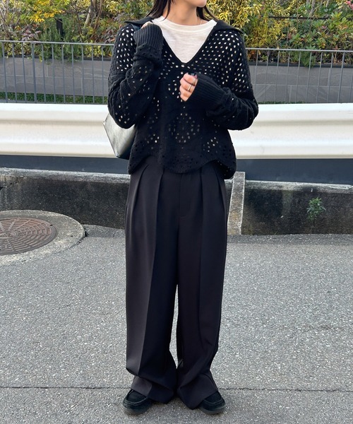 セール】【ZOZO限定】透かし編みスキッパーニット（ニット