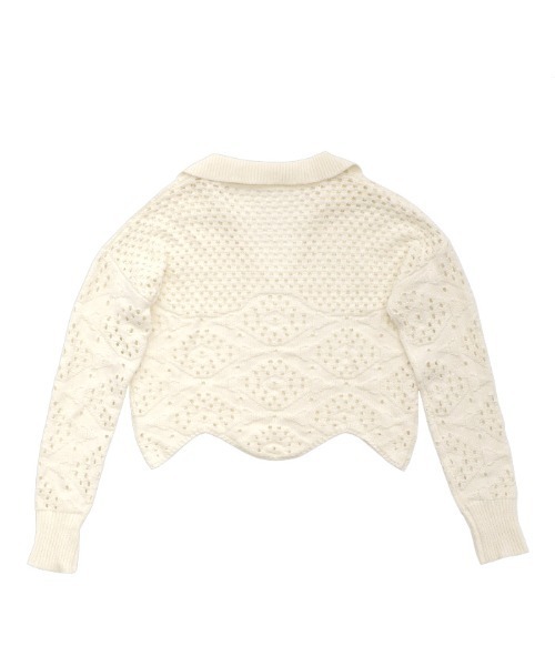 select MOCA(セレクトモカ)の「透かし編みスキッパーニット(ニット/セーター・レディース・オフホワイト/ブラック/ライトグレー・FREE)」の13枚目の写真