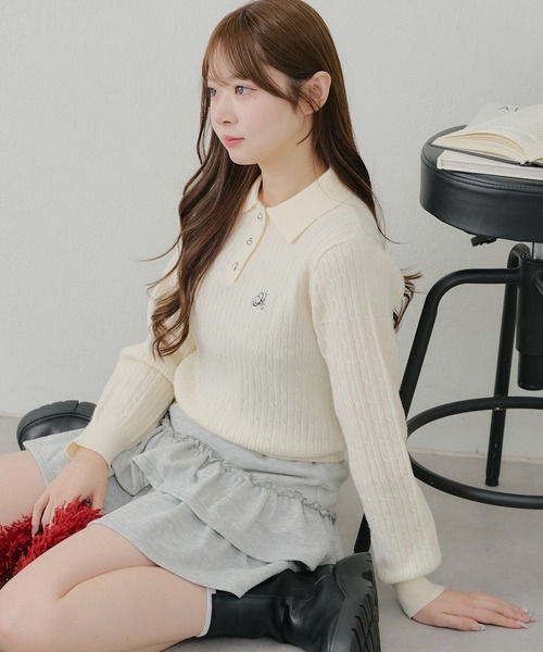 second/layer 21aw ニットポロ SECOND／LAYER(セカンドレイヤー) ニットポロシャツ ブラック サイズ M