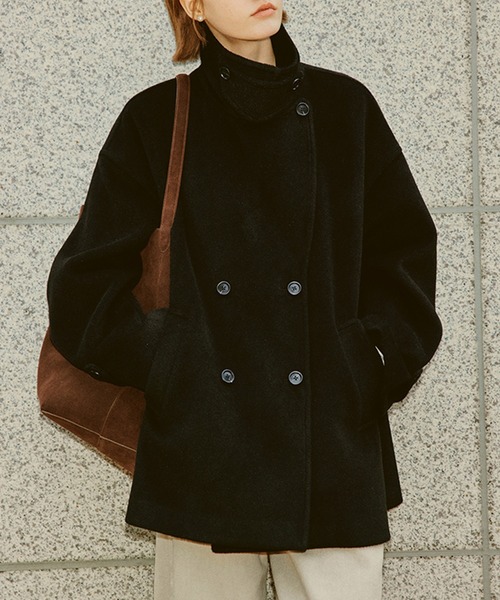 Fano studios ブラック レザーパイピングスタンドカラーボアジャケット FD22W205【Fano