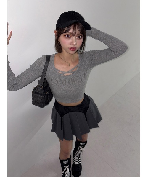 ダーリッチ ガーターデザインプリーツミニスカート ガーターデザインプリーツミニスカート（スカート）｜Darich