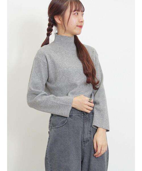 Samansa Mos2（サマンサ モスモス）の「◎リブ編みハイネックニット（ニット/セーター・レディース・キナリ/ブラック/ベージュ/グレー・M-L/S-M）」の4枚目の写真