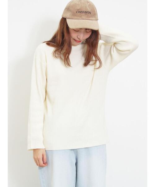 Samansa Mos2（サマンサ モスモス）の「◎リブ編みハイネックニット（ニット/セーター・レディース・キナリ/ブラック/ベージュ/グレー・M-L/S-M）」の2枚目の写真