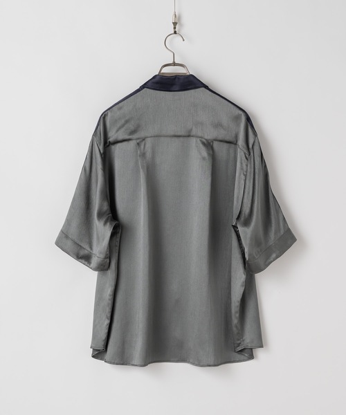 Casper John セットアップ +フリンジシャツ＋ポールスミスピアス Casper John シャツ Striped crepe satin bowling shirts/楊柳