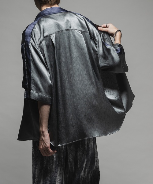 CASPER JOHN（キャスパージョン）の「Striped crepe satin bowling shirts/楊柳サテンボーリングシャツ（シャツ/ブラウス・メンズ・ブラック/グレー/ブルー・X-SMALL/SMALL/MEDIUM/LARGE）」の16枚目の写真