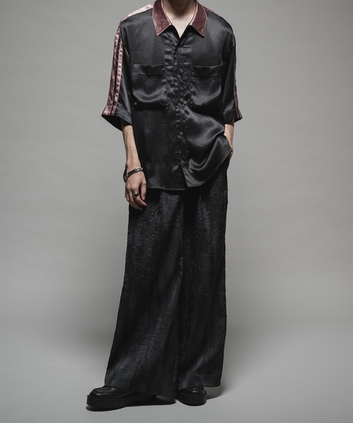 CASPER JOHN（キャスパージョン）の「Striped crepe satin bowling shirts/楊柳サテンボーリングシャツ（シャツ/ブラウス・メンズ・ブラック/グレー/ブルー・X-SMALL/SMALL/MEDIUM/LARGE）」の10枚目の写真