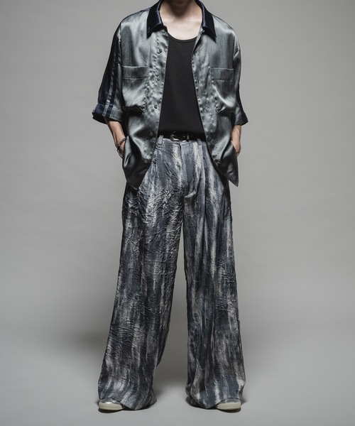 CASPER JOHN（キャスパージョン）の「Striped crepe satin bowling shirts/楊柳サテンボーリングシャツ（シャツ/ブラウス・メンズ・ブラック/グレー/ブルー・X-SMALL/SMALL/MEDIUM/LARGE）」の19枚目の写真