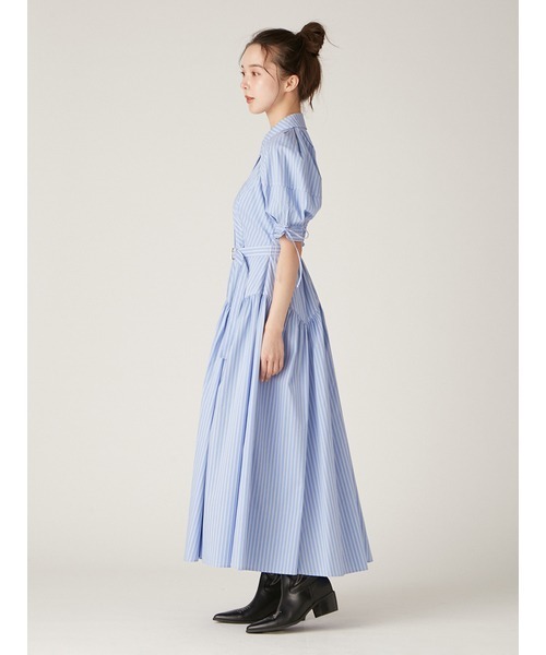 LILY BROWN パフスリーブフレアシャツワンピース Mサイズ未使用タグ付き LILY BROWN ワンピース パフスリーブフレアシャツワンピース
