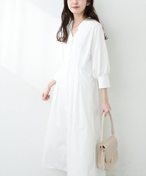 natural couture(ナチュラルクチュール)の「タックシャツワンピース(ワンピース・レディース・ブルー/オフホワイト/ピンク/ベージュ/イエロー・FREE/LARGE)」の21枚目の写真