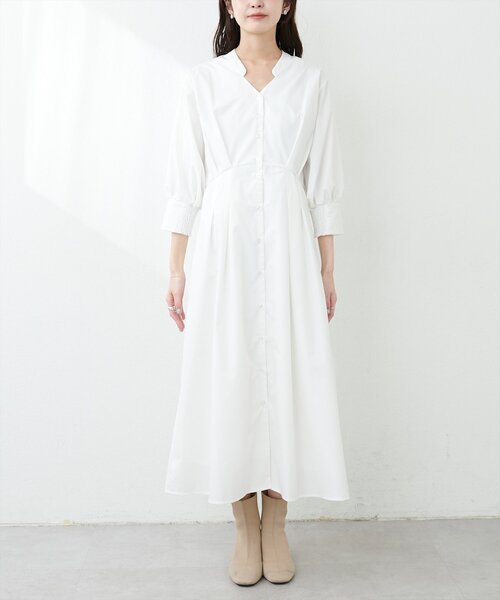 natural couture(ナチュラルクチュール)の「タックシャツワンピース(ワンピース・レディース・ブルー/オフホワイト/ピンク/ベージュ/イエロー・FREE/LARGE)」の11枚目の写真
