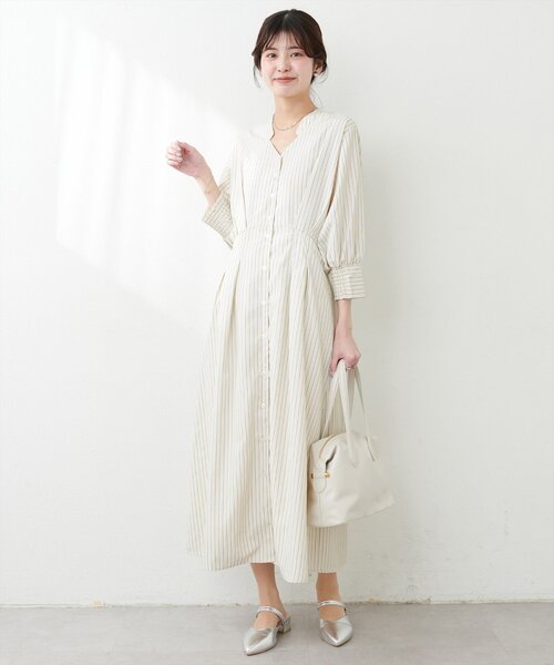 セール】タックシャツワンピース（ワンピース）｜natural couture