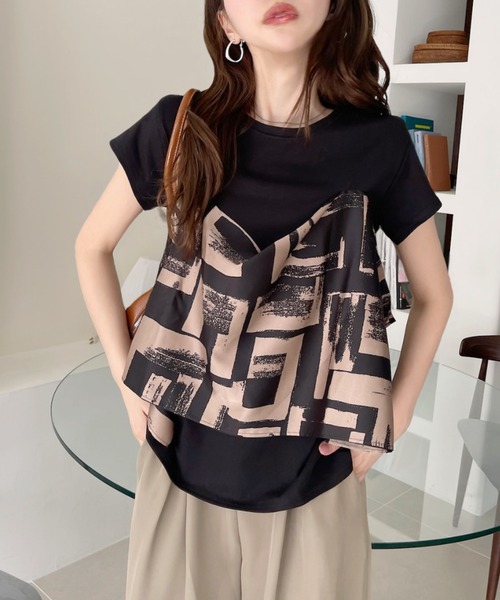 tシャツ スカーフドッキングトップス レディース Elura tシャツ スカーフドッキングTシャツ/322550 レディース