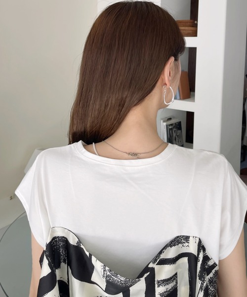 Eclat one(エクラワン)の「【Eclat one】スカーフドッキング ビスチェ風デザイン Tシャツ(Tシャツ/カットソー・レディース・オフホワイト/ブラック・FREE)」の9枚目の写真