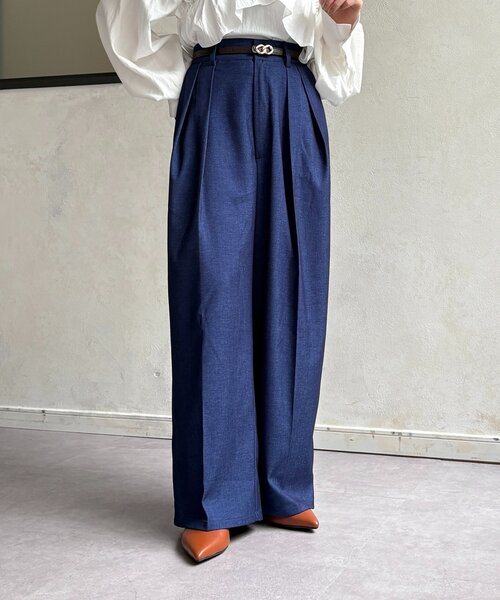 Thevon（ゼボン）の「【累計販売数 1万本 突破！】2タックスラックス（スラックス・レディース・アイボリー/チャコールグレー/ブラック/ベージュ/ブラウン/キャメル/ネイビー/インディゴブルー/ブルー/ブラック系その他/モカ/ホワイト系その他/ブラック系その他2・S/M/PS/TM）」の12枚目の写真