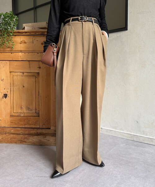 Thevon（ゼボン）の「【累計販売数 1万本 突破！】2タックスラックス（スラックス・レディース・アイボリー/チャコールグレー/ブラック/ベージュ/ブラウン/キャメル/ネイビー/インディゴブルー/ブルー/ブラック系その他/モカ/ホワイト系その他/ブラック系その他2・S/M/PS/TM）」の8枚目の写真