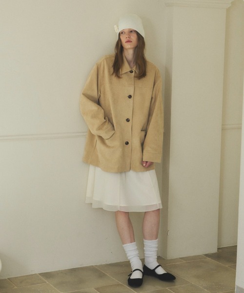 GIUNON（ジウノン）の「suede touch jacket / スエードタッチジャケット（その他アウター・レディース・ブラック/ベージュ/ピンク・FREE）」の14枚目の写真