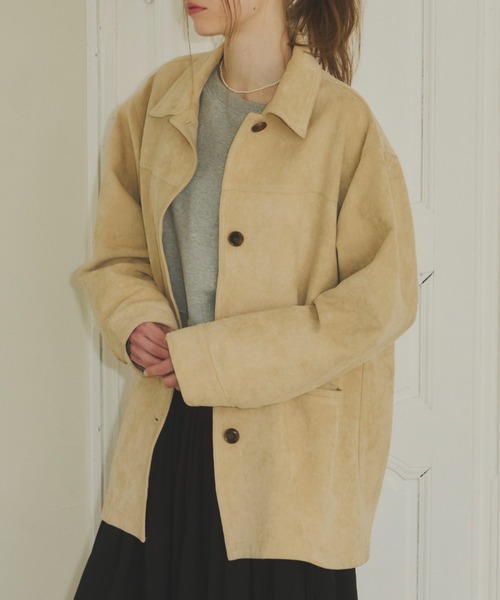 GIUNON（ジウノン）の「suede touch jacket / スエードタッチジャケット（その他アウター・レディース・ブラック/ベージュ/ピンク・FREE）」の8枚目の写真