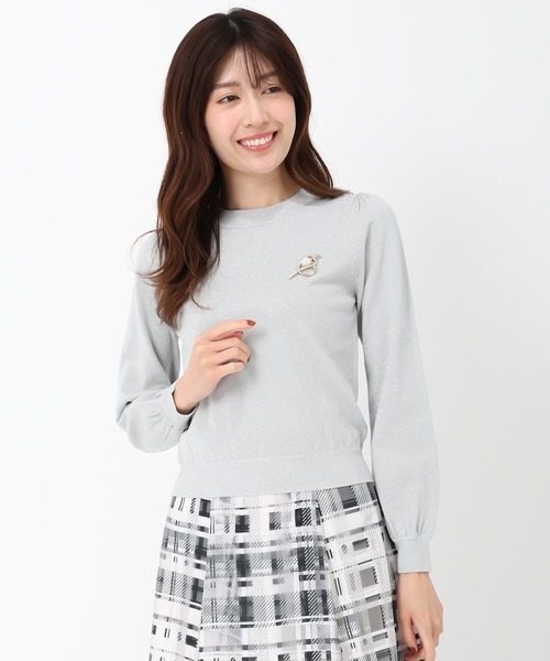 MISCH MASCH(ミッシュマッシュ)の「ブローチ付きラメバリエーションニット(ニット/セーター・レディース・ホワイト/シルバー/ホワイト×ブラック/イエロー・フリ-)」の16枚目の写真
