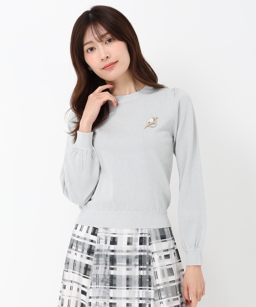 MISCH MASCH(ミッシュマッシュ)の「ブローチ付きラメバリエーションニット(ニット/セーター・レディース・ホワイト/シルバー/ホワイト×ブラック/イエロー・フリ-)」の17枚目の写真
