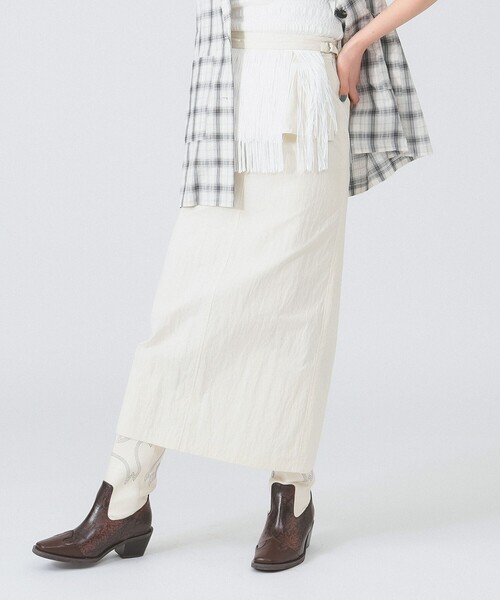 Ray BEAMS（レイビームス）の「フリンジ 2way タイト スカート（スカート・レディース・ブラック/アイボリー・1/0）」の3枚目の写真