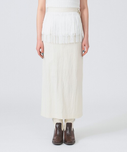 Ray BEAMS（レイビームス）の「フリンジ 2way タイト スカート（スカート・レディース・ブラック/アイボリー・1/0）」の7枚目の写真