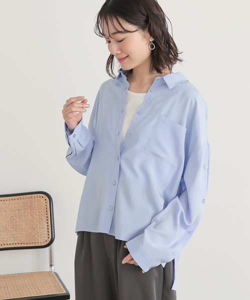 n'OrLABEL(ノアールレーベル)の「『配色オープンスリーブシャツ』(シャツ/ブラウス・レディース・ブラック/ブルー/オフホワイト・FREE)」の6枚目の写真