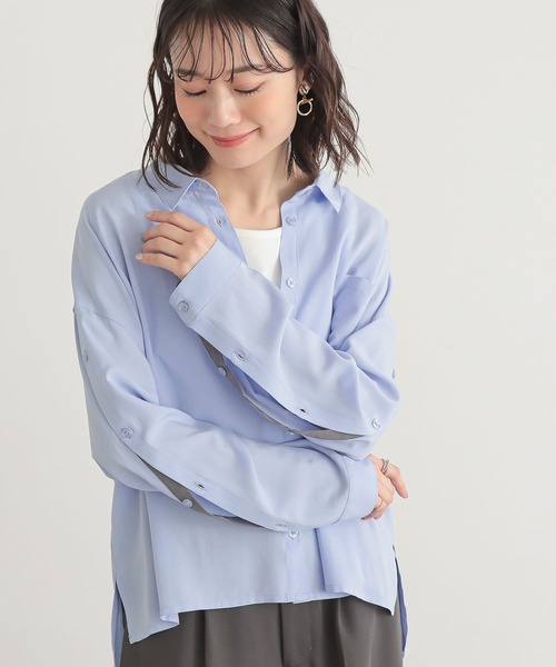n'OrLABEL(ノアールレーベル)の「『配色オープンスリーブシャツ』(シャツ/ブラウス・レディース・ブラック/ブルー/オフホワイト・FREE)」の7枚目の写真