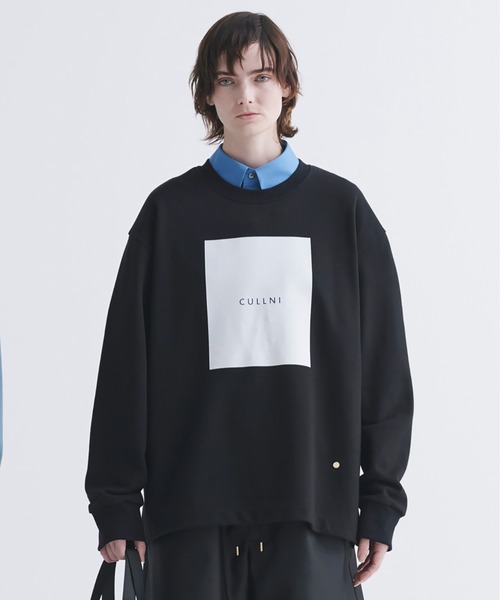 25-SS-037B / French Terry Box Logo Print Long Sleeve Pullover