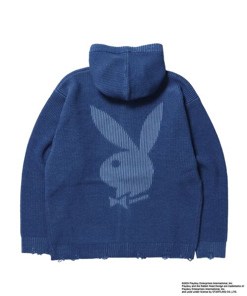 PLAYBOY（プレイボーイ）の「【SEQUENZ（シークエンズ）】PB RHD KNIT ZIP PK / プレイボーイ ジャケット ニット フルジップ センターロゴ（パーカー・メンズ・ブラック/ブルーグレー・SMALL/MEDIUM/LARGE）」の16枚目の写真