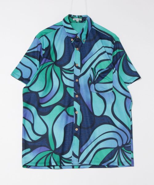 Maunaloa(マウナロア)の「【Maunaloa】Ocean Blue Bird ネオンハイビMEN'Sシャツ(シャツ/ブラウス・メンズ・ネイビー/ピンク/ブルー・L/M)」の1枚目の写真