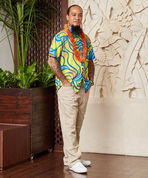 Maunaloa(マウナロア)の「【Maunaloa】Ocean Blue Bird ネオンハイビMEN'Sシャツ(シャツ/ブラウス・メンズ・ネイビー/ピンク/ブルー・L/M)」の5枚目の写真