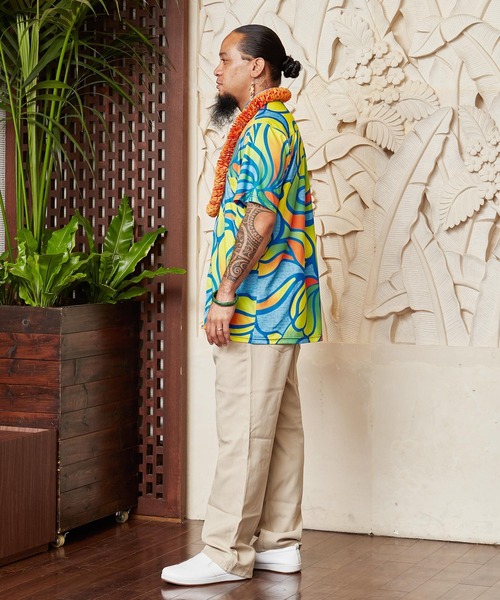 Maunaloa(マウナロア)の「【Maunaloa】Ocean Blue Bird ネオンハイビMEN'Sシャツ(シャツ/ブラウス・メンズ・ネイビー/ピンク/ブルー・L/M)」の6枚目の写真