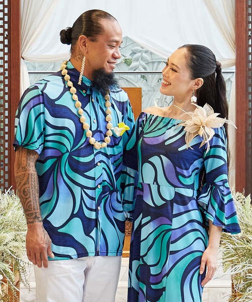 Maunaloa(マウナロア)の「【Maunaloa】Ocean Blue Bird ネオンハイビMEN'Sシャツ(シャツ/ブラウス・メンズ・ネイビー/ピンク/ブルー・L/M)」の8枚目の写真